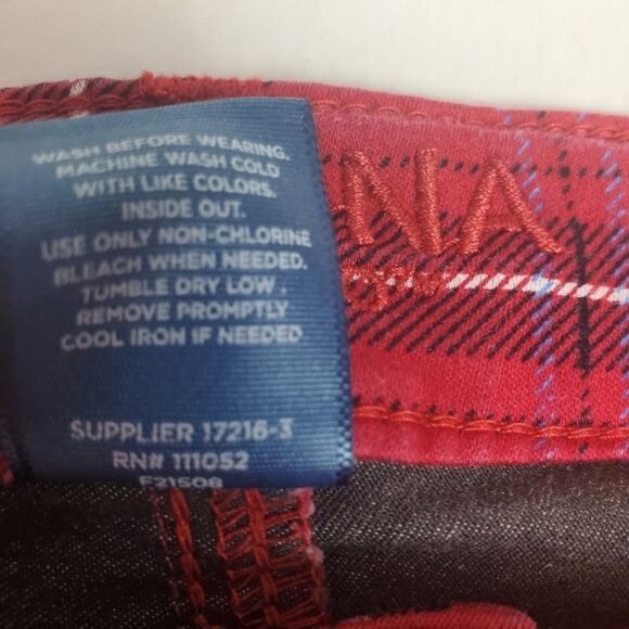 ARIZONA JEAN CO Womens Pants SZ‎ Jr.  7 Plaid Red Soft Y2K Goth Punk Midrise - Picture 4 of 10